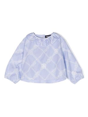 Versace Kids rope-print cotton blouse - Blue