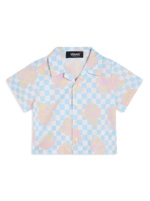 Versace Kids Rose Contrasto cotton shirt - Blue