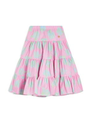 Versace Kids rose-print cotton skirt - Pink