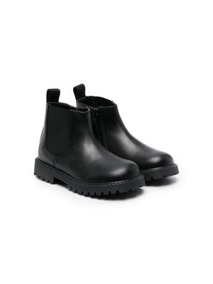 Versace Kids round-toe leather ankle boots - Black