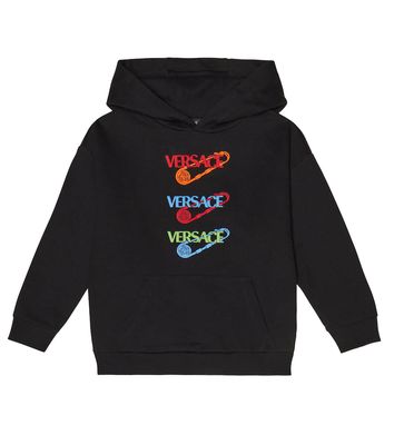 Versace Kids Safety Pin embroidered cotton hoodie