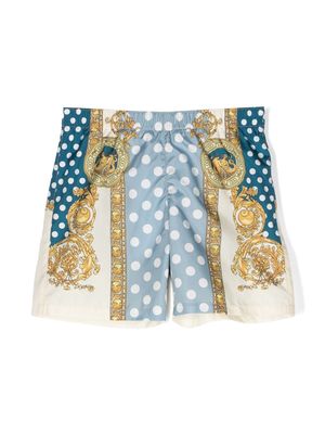 Versace Kids Seashell Baroque swim shorts - Blue