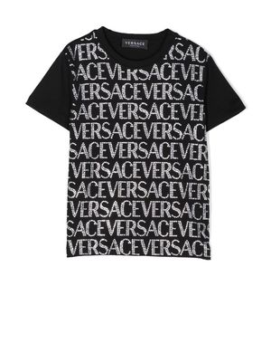 Versace Kids sequin logo T-shirt - Black
