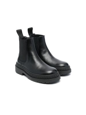 Versace Kids slip-on leather ankle boots - Black