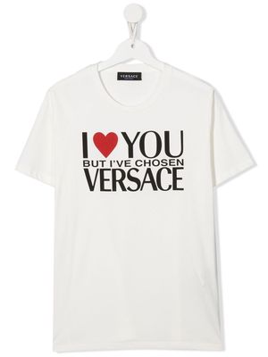 Versace Kids slogan-print cotton T-shirt - White