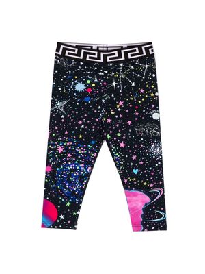 Versace Kids space-print cotton legging - Black