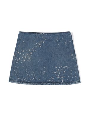 Versace Kids star-print denim miniskirt - Blue