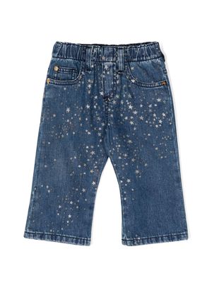 Versace Kids star-print straigh-leg jeans - Blue