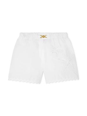 Versace Kids starfish-embroidered short shorts - White