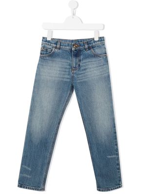 Versace Kids stonewashed straight-leg jeans - Blue