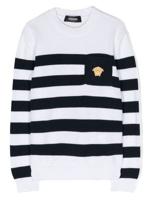 Versace Kids striped cotton jumper - Black