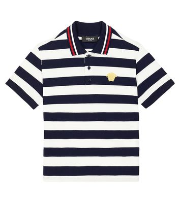 Versace Kids Striped cotton piqué polo shirt