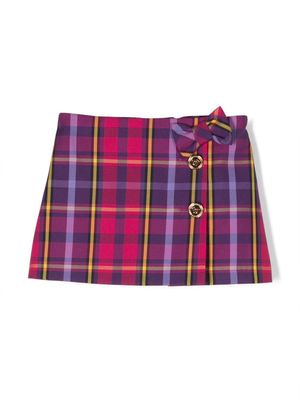 Versace Kids tartan-check bow-detail miniskirt - Pink