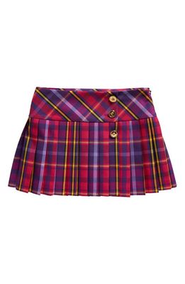 Versace Kids' Tartan Flannel Skirt in 6P890 Fuxia Viola Giallo