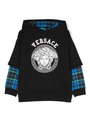 Versace Kids Tartan Medusa hoodie - Black