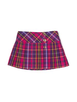 Versace Kids tartan-pattern pleated skirt - Purple