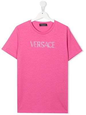 Versace Kids TEEN gem-logo short-sleeved T-shirt - Pink