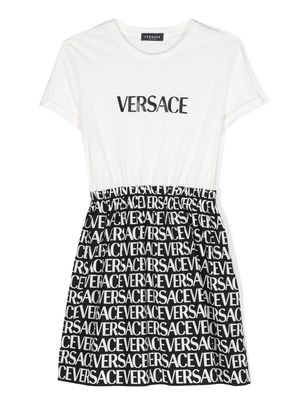 Versace Kids TEEN T-shirt logo-print dress - White