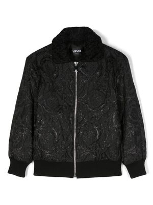 Versace Kids textured-finish bomber jacket - Black