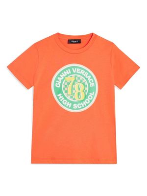 Versace Kids Varsity logo-print T-shirt - Orange