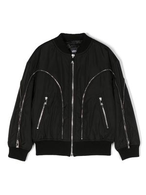 Versace Kids zip-detailing cotton bomber jacket - Black