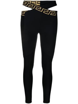 Versace La Greca crossover waistband leggings - Black