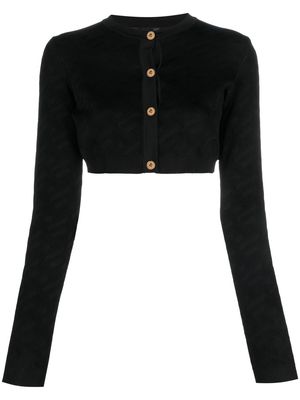 Versace La Greca-jacquard cropped cardigan - Black