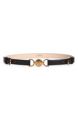 Versace La Medusa Leather Belt in 1B00V-Black-Versace Gold