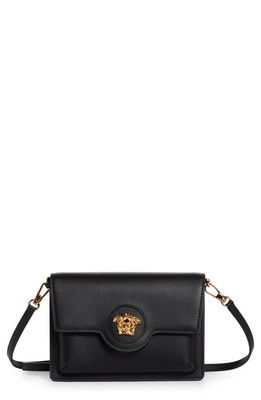 Versace La Medusa Leather Crossbody Bag in Black/Versace Gold