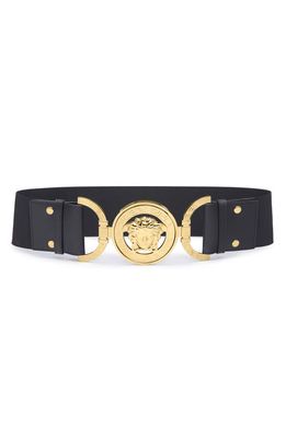 Versace La Medusa Wide Elastic Belt in Black-Versace Gold