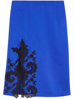Versace lace-detailing satin-finish skirt - Blue