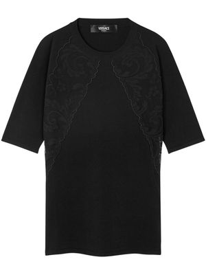 Versace lace-panelled crew neck T-shirt - Black