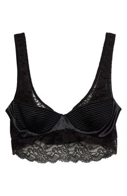 Versace Lace Satin Stretch Bra Top in Black