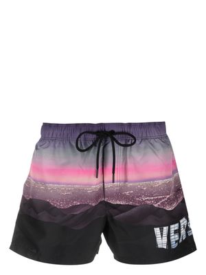 Versace landscape-print swim shorts - Black