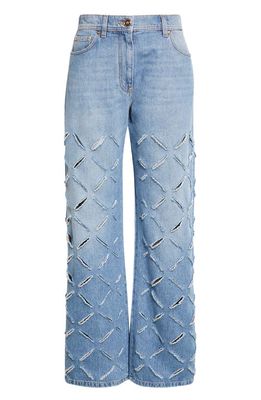 Versace Laser Cutout Rigid Jeans in Blue