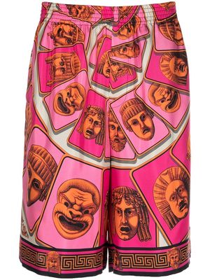 Versace Le Maschere silk shorts - Pink