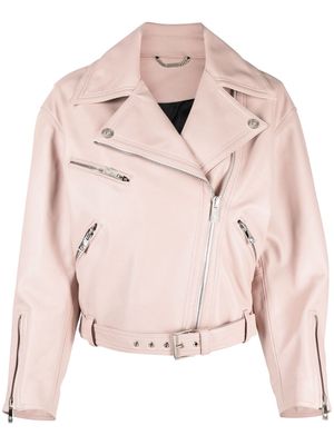 Versace leather biker jacket - Pink