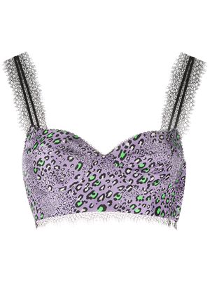 Versace leopard print bralette top - Purple