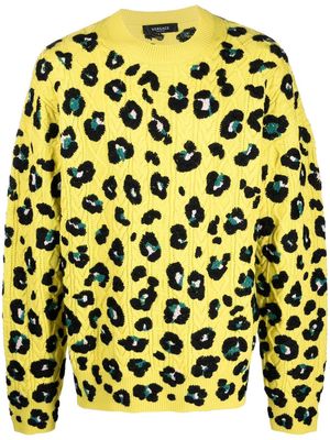 Versace leopard-print wool jumper - Yellow