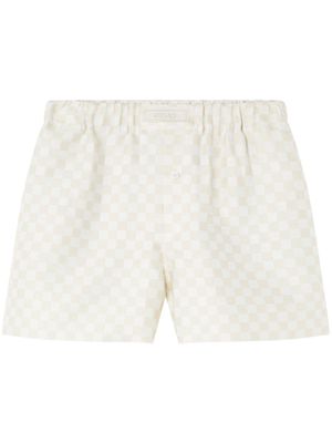 Versace logo-appliqué checked shorts - Neutrals