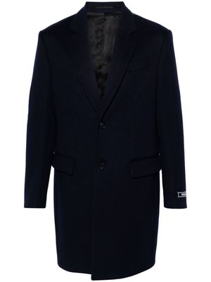 Versace logo-appliqué single-breasted coat - Blue