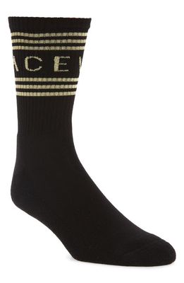 Versace Logo Cotton Blend Crew Socks in Black/Gold