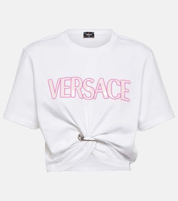 Versace Logo cotton cropped top