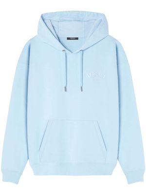 Versace logo-embroidered cotton hoodie - Blue