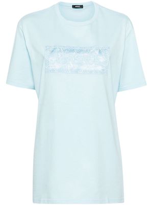 Versace logo-embroidered cotton T-shirt - Blue