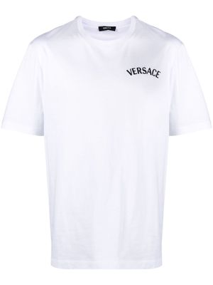 Versace logo embroidered cotton t-shirt - White