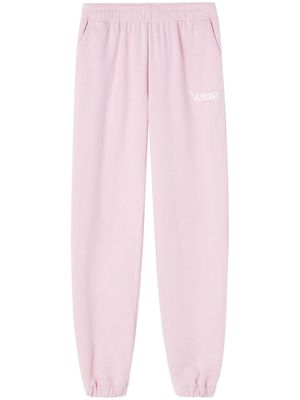 Versace logo-embroidered cotton track pants - Pink