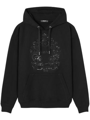 Versace logo-embroidered sequinned hoodie - Black
