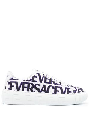 Versace logo-embroidered sneakers - White