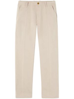 Versace logo-embroidered straight-leg trousers - Neutrals